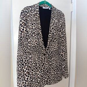 Susan Graver Leopard Animal Print Blazer Lightweight